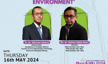 Program Projek Alam Bina 2024 (ProAlBi 2024) - Webinar 1 : Integration of BIM for Sustainable Built Environment yang akan diadakan pada 16 Mei 2024 Anjuran Kolej Komuniti Temerloh, Pahang 