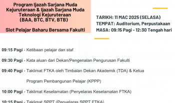 Hari Suai Kenal (HSK) bagi Program Ijazah Sarjana Muda Kejuteraan & Teknologi Kejuruteraan Semester II Sesi Akademik 2024/2025 Fakulti Teknologi Kejuruteraan Awam, UMPSA pada 11 Mac 2025 bertempat di Auditorium Perpustakaan UMPSA Kampus Gambang