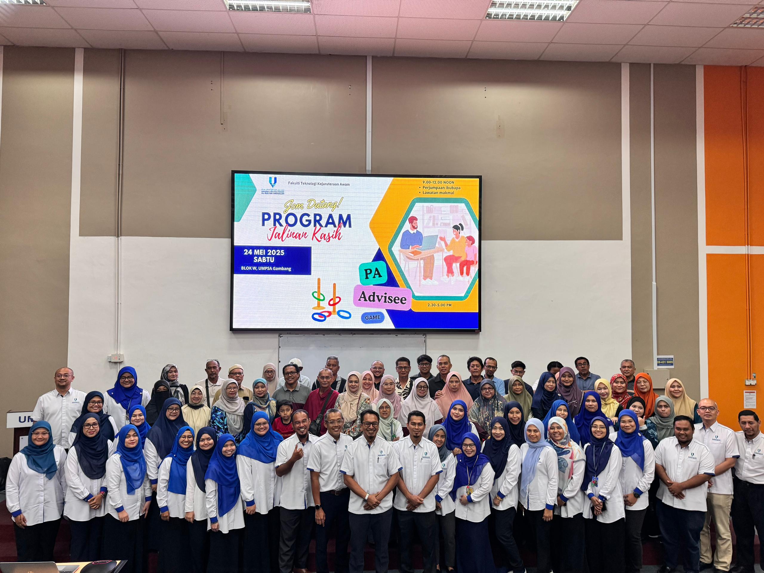 Program Jalinan Kasih Tahun 2025 anjuran Fakulti Teknologi Kejuruteraan Awam, Universiti Malaysia Pahang Al-Sultan Abdullah bagi semua pelajar FTKA yang telah diadakan pada 24 Mei 2025 bertempat di Blok W, UMPSA Kampus Gambang