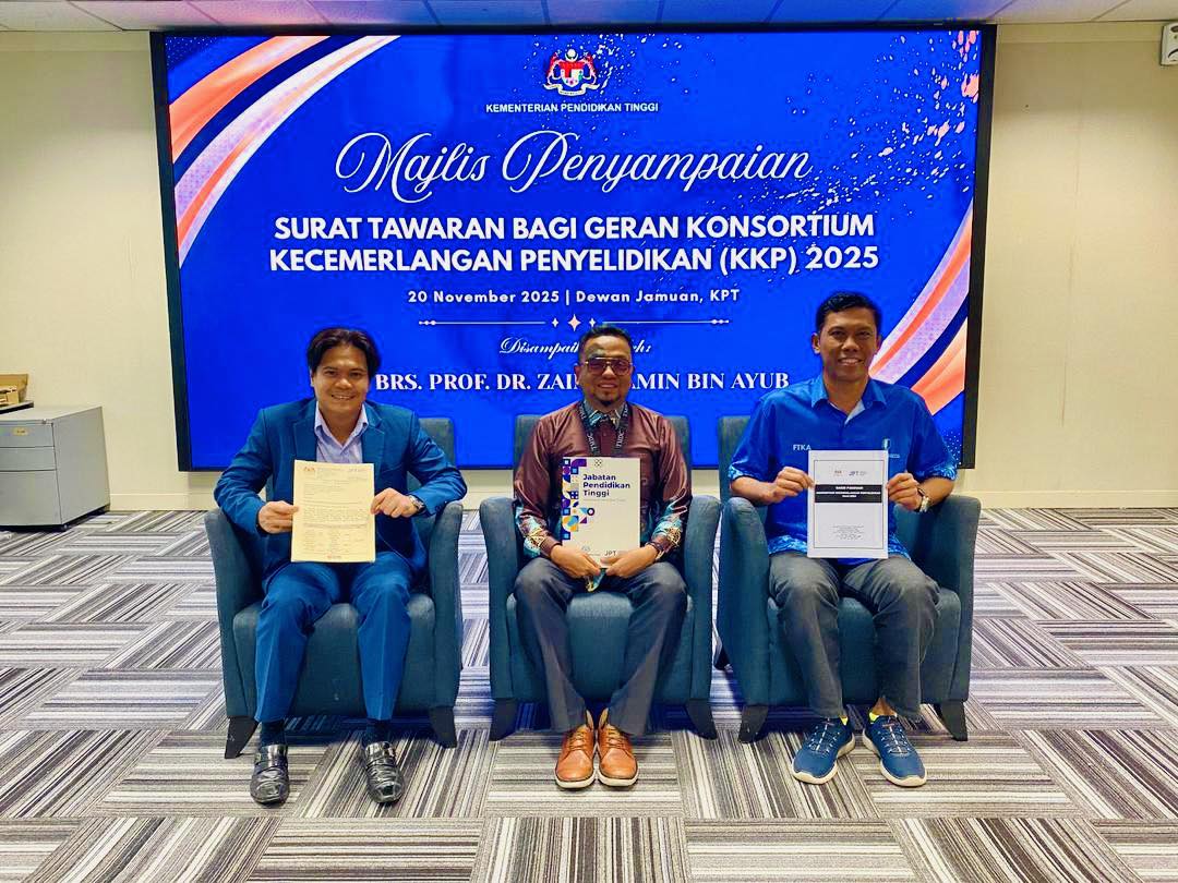 Setinggi-tinggi tahniah diucapkan kepada PM Dr. Ramadhanshah Putra Jaya, PM  Ir. Ts. Dr. Khairil Azman Masri dan Ts. Dr. Rokiah Othman, Penyelidik Fakulti Teknologi Kejuruteraan Awam,UMPSA atas kejayaan menerima Geran Konsortium KKP dari KPT, Putrajaya