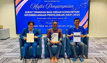 Setinggi-tinggi tahniah diucapkan kepada PM Dr. Ramadhanshah Putra Jaya, PM  Ir. Ts. Dr. Khairil Azman Masri dan Ts. Dr. Rokiah Othman, Penyelidik Fakulti Teknologi Kejuruteraan Awam,UMPSA atas kejayaan menerima Geran Konsortium KKP dari KPT, Putrajaya