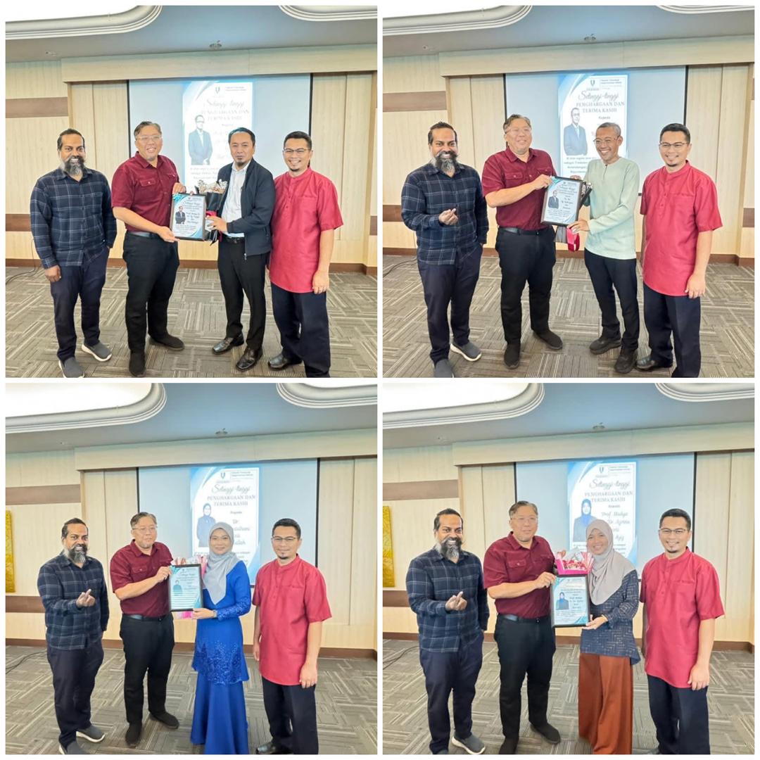 Majlis Penghargaan Sekalung Budi Sejambak Kasih anjuran FTKA UMPSA bagi meraikan jasa dan sumbangan mantan barisan pengurusan fakulti yang telah menabur bakti dengan penuh dedikasi sepanjang tempoh perkhidmatan mereka pada 19 Disember 2025 