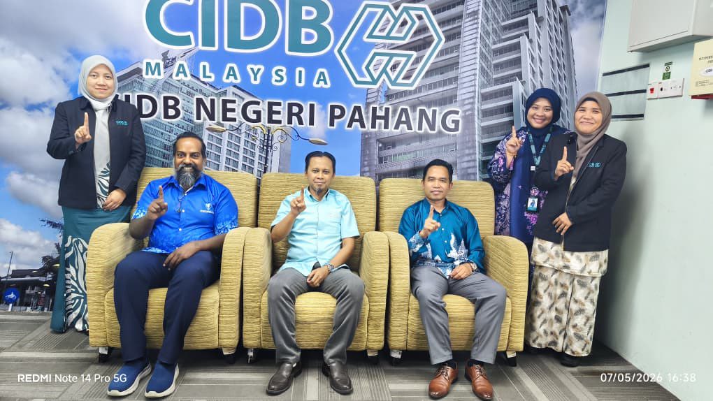 Lawatan Strategik FTKA ke CIDB Pahang yang diketuai oleh Timbalan Dekan (Penyelidikan &amp; Pengajian Siswazah), Ir. Ts. Dr. Youventharan Duraisamy bagi meneroka ruang kolaborasi yang lebih luas demi manfaat pelajar dan industri pembinaan pada 7 Mei 2026