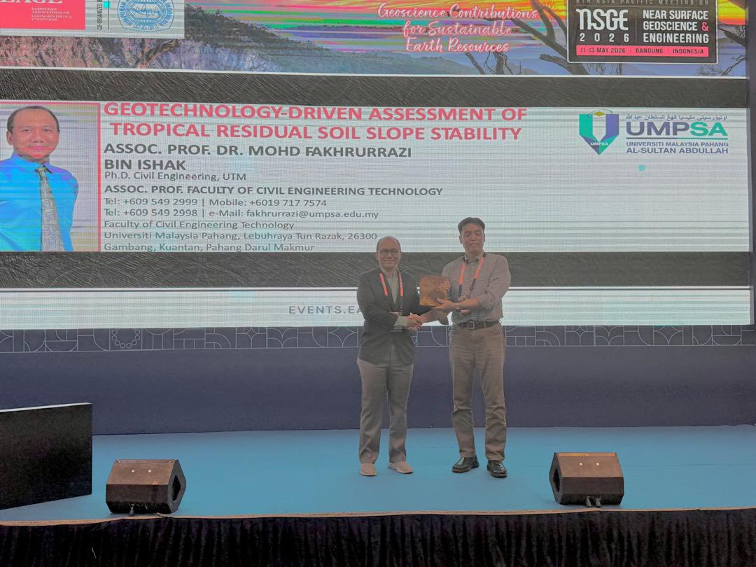 A huge congratulations to Assoc. Prof. Dr. Mohd Fakhrurrazi Ishak, FTKA for his prestigious appointment as an Invited Speaker at the 8th Asia Pacific Meeting on Near Surface Geoscience &amp; Engineering (NSGE 2026) in Bandung, Indonesia on 11 - 13 May 2026