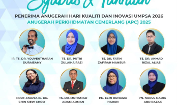 Setinggi-tinggi tahniah kepada semua penerima Anugerah Perkhidmatan Cemerlang (APC) yang telah menerima pengiktirafan sempena Hari Kualiti dan Inovasi UMPSA 2026 pada 19 Jun 2026 bertempat di Dewan Serbaguna UMPSA Pekan