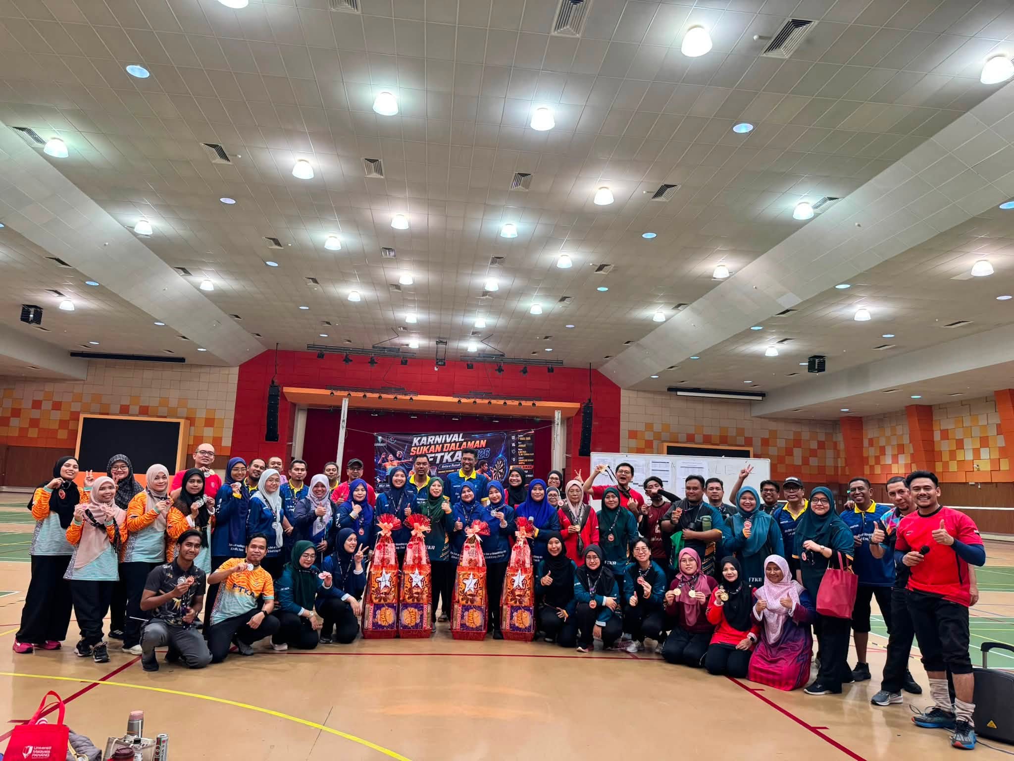 Setinggi-tinggi penghargaan dan tahniah diucapkan kepada warga Fakulti Teknologi Kejuruteraan Awam, UMPSA atas penganjuran dan penglibatan aktif dalam Karnival Sukan Dalaman FTKA 2026 pada 7 Ogos 2026 bertempat di Dewan Pusat Sukan UMPSA Kampus Gambang