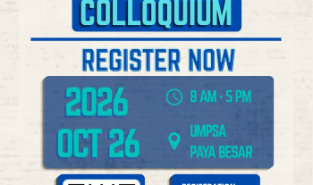 The Faculty of Civil Engineering Technology, UMPSA invites all postgraduate students to participate in the UMPSA FTKA Postgraduate Research Colloquium 2026 will be held on 26 October 2026 at University Sports Complex, UMPSA Paya Besar Campus